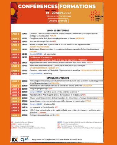 Planning des conférences 2022
